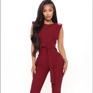 New with tags! Burgundy FashionNova jumpsuit!!
